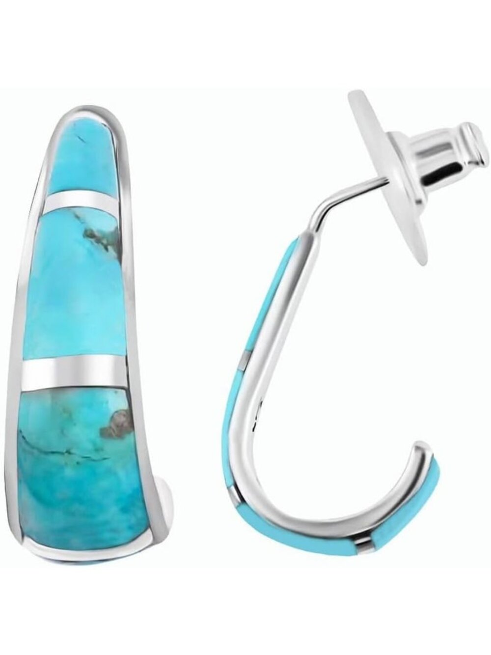 Sterling Silver Turquoise Hoop Earrings for Women | Western Style Jewelry